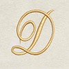 Avanti  Ivory with Gold Script Monogram Fingertip Towel Letter   D - 2 of 3