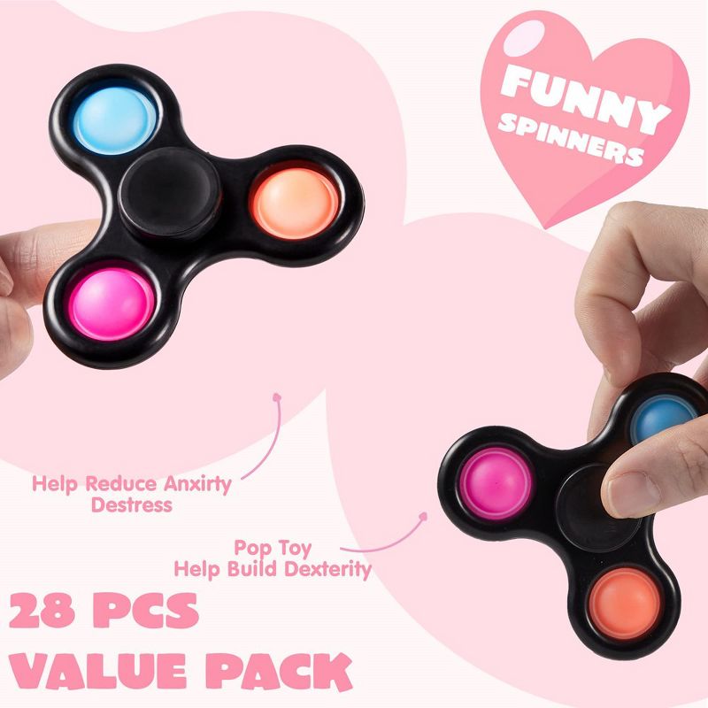 JOYIN 28 Packs Valentine’s Day Filled Heart with Fidget Spinner and Valentine’s Card for Valentine Party Favor, Kids-Classroom Exchange Gifts, 3 of 9