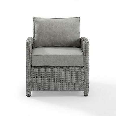 Bradenton Outdoor Wicker Arm Chair with Cushions - Gray - Crosley