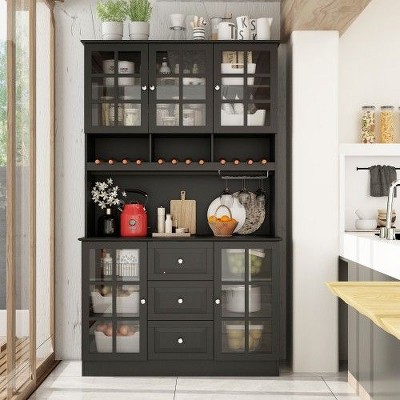 FUFU&GAGA Kitchen Pantry Buffet with Hutch Freestanding Storage Cabinet