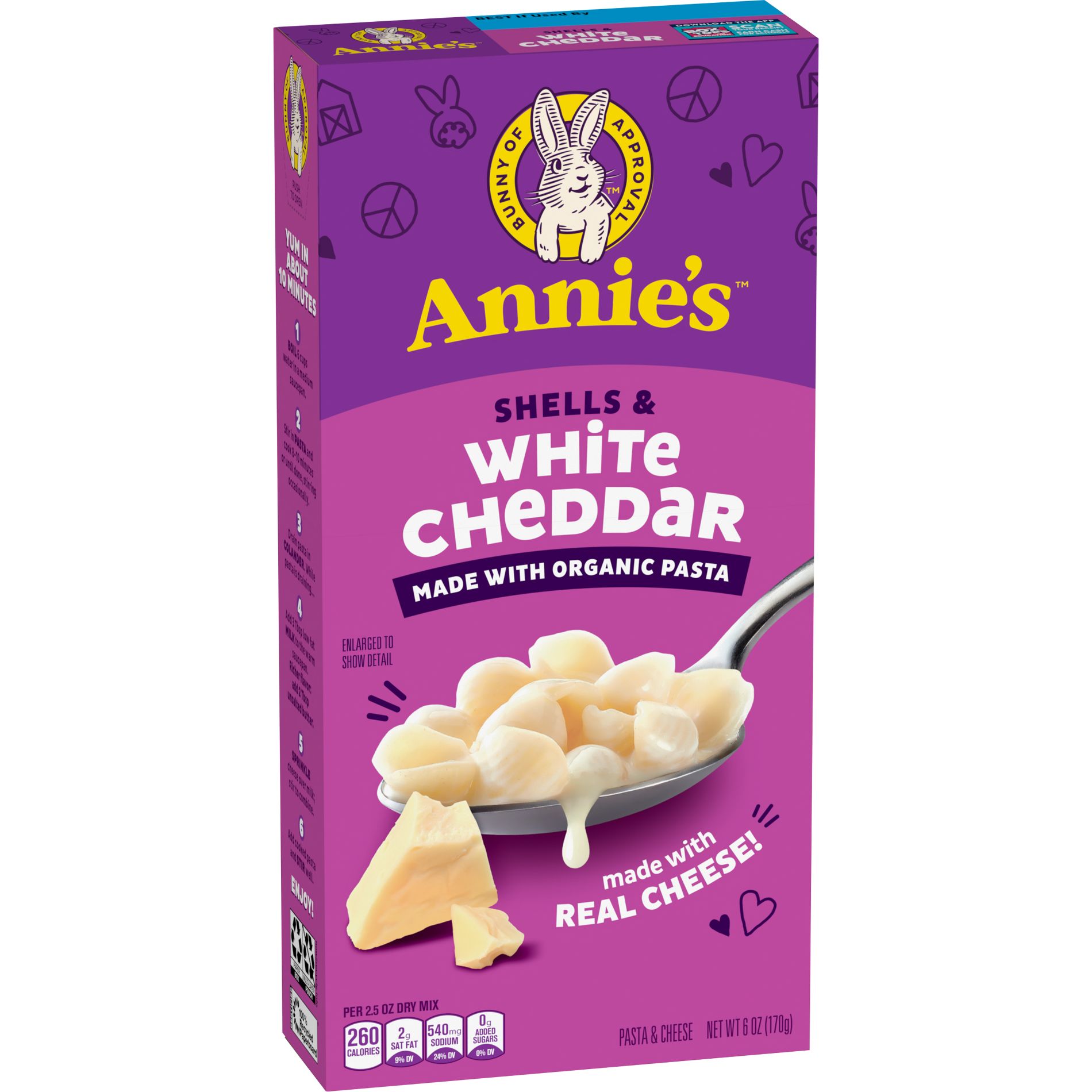 Annie's Organic Shells & White Cheddar Mac and Cheese - 6oz: No Added Sugar, No Artificial Colors, No Artificial Flavors