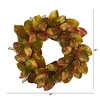 Nearly Natural 30-in Fall Magnolia Leaf and Berries Artificial Wreath - 2 of 3