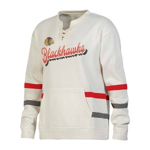 NHL Chicago Blackhawks Women's Natural Long Sleeve Fleece Hooded Sweatshirt - 1 of 3