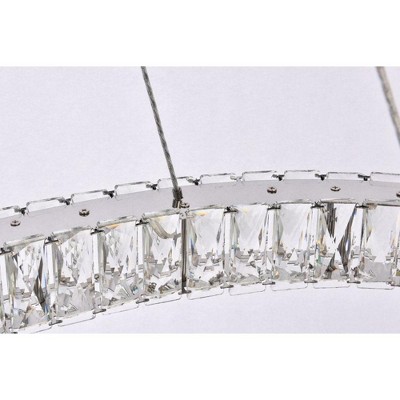 Elegant Monroe Chrome LED Pendant with Clear Royal Cut Crystals