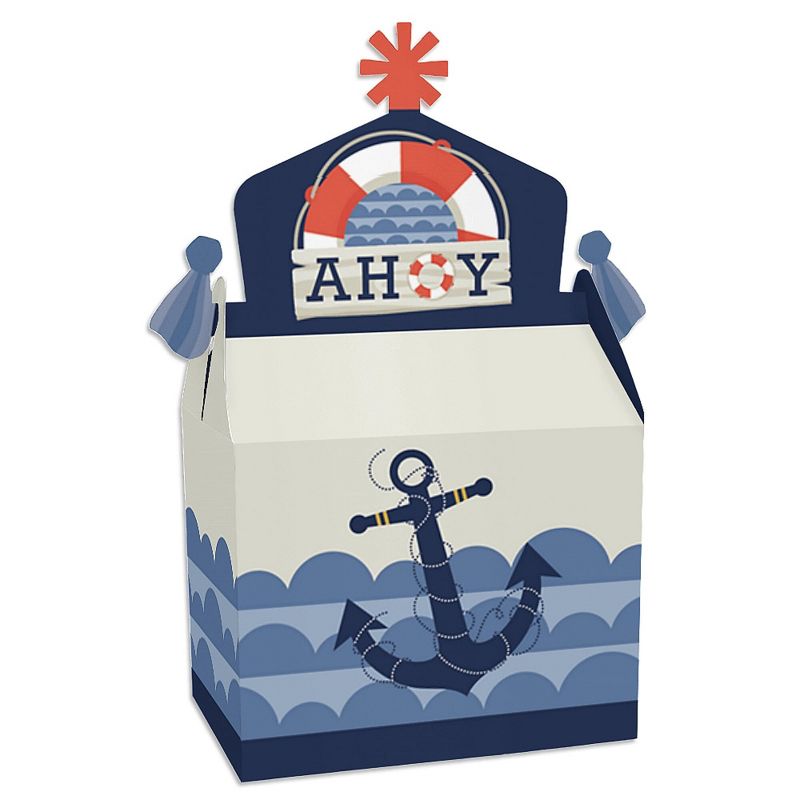 Big Dot of Happiness Ahoy - Nautical - Treat Box Party Favors - Baby Shower or Birthday Party Goodie Gable Boxes - Set of 12, 1 of 9
