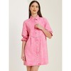 Allegra K Women's Elbow Sleeve Babydoll Mini Jean Shirt Dresses - 2 of 4