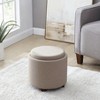 Ornavo Home Lawrence Round Storage Ottoman with Table Top Lid - 3 of 4