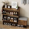 Shoe Cabinet with 2 Flip Drawers, Wood Narrow Shoe Cabinet with Bench & Hooks – Entryway Storage for Hallway, Living Room - 4 of 4