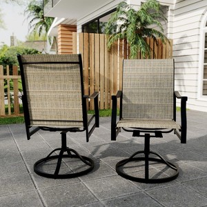 2PCS Outdoor Swivel Dining Chairs With Textilene Breathable Back, Patio Swivel Rocker Chairs for Poolside Lawn Garden - 1 of 4