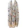 Wrapables Lightweight Vintage Floral Bird Print Long Scarf Wrap, Gray - 3 of 4