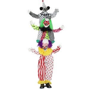 Outsunny Life Size Stackable Halloween Animated Clown with Red Light Up Eyes, Sound Activated Scary Halloween Decorations, Battery Operated - 1 of 4