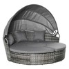 Resenkos 4 Pieces Round Rattan Daybed, Outdoor Sectional Furniture, Polyethylene Rattan, Light - 2 of 4