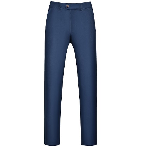 Lars Amadeus Men s Cropped Dress Pants Flat Front Solid Ankle length Trousers Navy Blue 38 Target