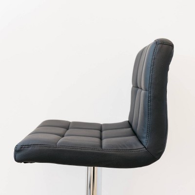 Adjustable Black Faux Leather Swivel Barstools with Chrome Finish