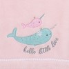 NoJo Under the Sea Whimsy Pink and Blue Narwhals Super Soft Appliqued Baby Blanket - 2 of 4