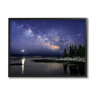 Stupell Industries Galaxy Stars Over Coastal Winter Night Framed Giclee Art