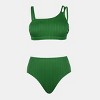 Women's Green One-Shoulder Bikini Top & High-Rise Bottoms Set Swimsuit - Cupshe - 2 of 4