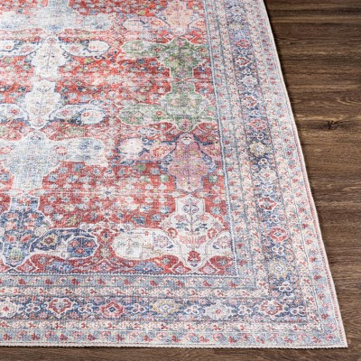 Alanya Red and Blue Boho-Chic Machine Washable Runner
