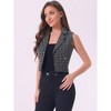 Allegra K Women's Tweed Notched Lapel Vintage Plaid Crop Sleeveless Waistcoat Vest - 2 of 4