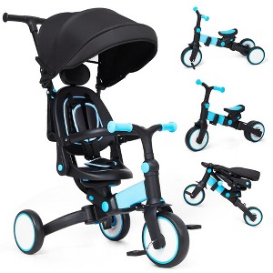 7 in 1 Baby Tricycle, Foldable Toddler Tricycle with Removable and Adjustable Parent Handle - 1 of 4