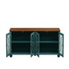 VYNXARIA Elegant European Antique Style 4-Door Cabinet with Tempered Glass Doors,for Dining Room,Living Room,Hallway,Easy Assembly,Dark Green - 4 of 4