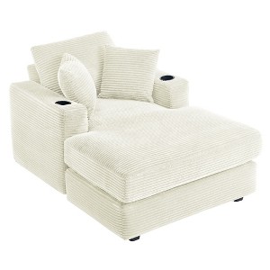 Hyleory Corduroy Chaise Lounge Chair Single Seater Recliner with Ottoman Modern Accent Chair for Living Room or Bedroom - 1 of 4