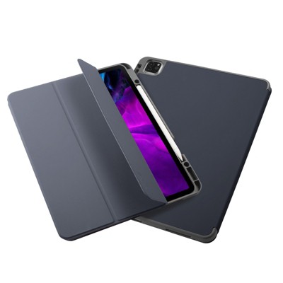 Insten - Soft TPU Tablet Case For iPad Pro 12.9" 2020, Multifold Stand, Magnetic Cover Auto Sleep/Wake, Pencil Charging, Blue