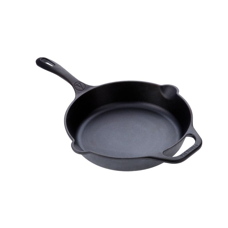 Victoria Seasoned 10&#34; Cast Iron Skillet with Long Handle and Helper Handle, 6 of 9