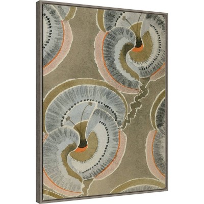Delicate Deco Plant Pattern V Framed Canvas Wall Art