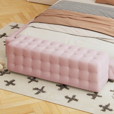 Elegant Velvet Upholstered Ottoman, Rectangular Footstool 4W - ModernLuxe