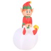 Occasions AIRFLOWZ INFLATABLE ELF ON ORNAMENT  5FT WITH SWIRLING LIGHTS, 5 ft Tall, Red - 3 of 4