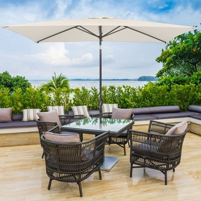 Sonkuki 10x6.5 FT Outdoor Patio Umbrella Market Table Umbrella With a Crank for Garden, Deck and Pool