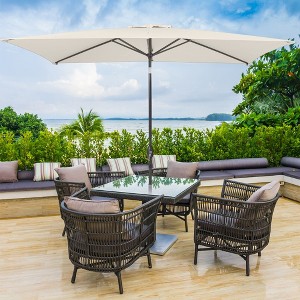 Sonkuki 10x6.5 FT Outdoor Patio Umbrella Market Table Umbrella With a Crank for Garden, Deck and Pool - 1 of 4