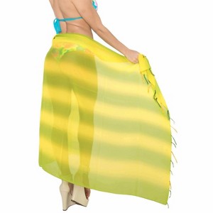 LA LEELA Summer Long Beachwear Sarong Coverups for Women Chiffon Long Beach Tie Wraps Skirt Sheer Swim Cover Up Bathing Suit One Size Green, Solid - 1 of 4