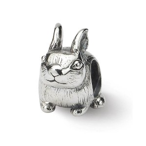 Black Bow Jewelry Sterling Silver Bunny Bead Charm - 1 of 4