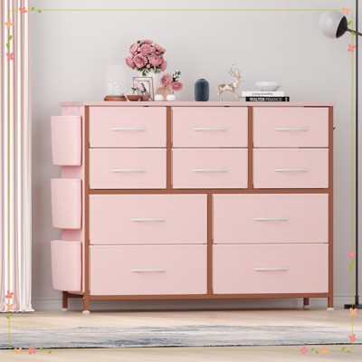 Clothes Dresser with 10 Drawers & Side Pockets – Vertical Storage Organizer, TV Stand