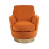 360° swivel upholstered armchair, comfortable reading chair for bedroom, with barrel design and gold stainless steel base - 3 of 4