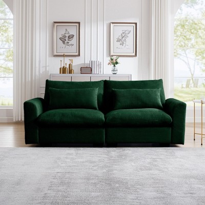 NicBex Couches for Living Room Deep Seat 2-Seater Sofa Couch Comfort Corduroy Upholstered Sofa With Pillows and Storage for Bedroom