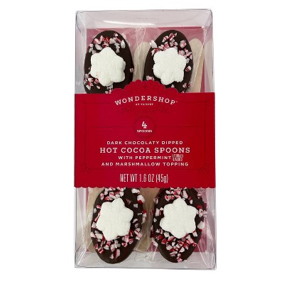 Holiday Dark Chocolate Dipped Hot Cocoa Spoons with Peppermint & Marshmallow Topping - 1.6oz - Wondershop™