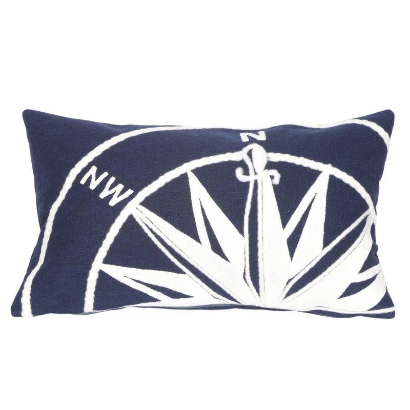12&#34;x20&#34; Oversize Compass Maine Square Throw Pillow Blue - Liora Manne, 1 of 6