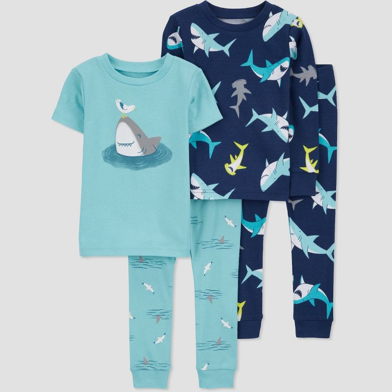 Carter&#39;s Just One You&#174; Toddler Boys&#39; Sharks &#38; Birds Printed Pajama Set - Navy Blue/Light Blue, 1 of 5