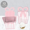 Big Dot of Happiness Pink Stripes - Square Favor Gift Boxes - Simple Party Bow Boxes - Set of 12 - 3 of 4