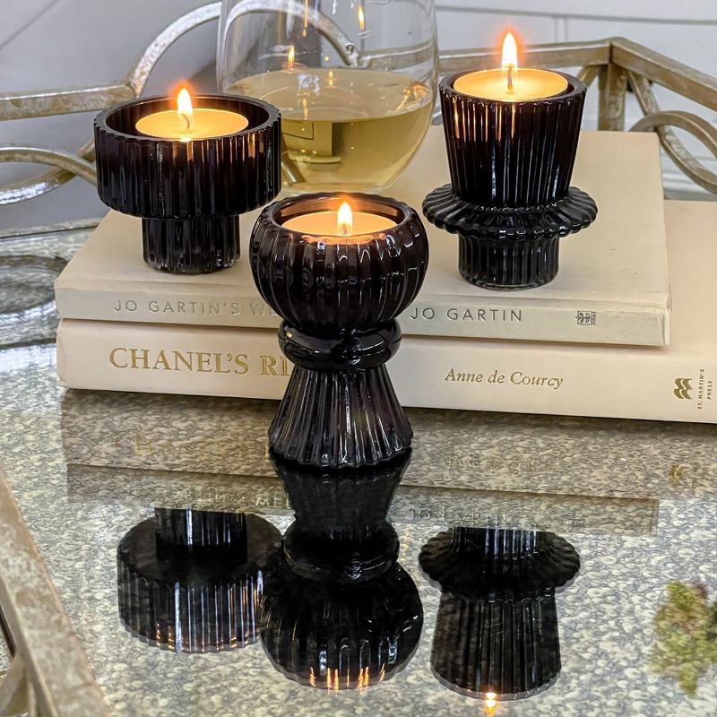 Kate Aspen Dual Sided Ribbed Candlestick/Tealight Holders- Set of 6, 5 of 12