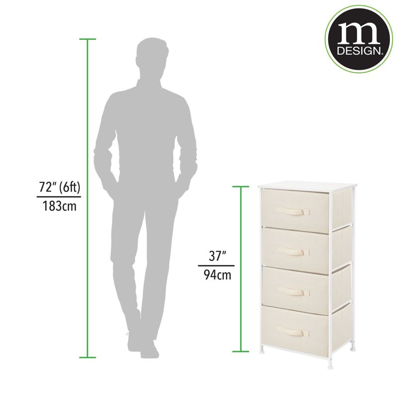mDesign Tall Dresser Storage Tower Stand with 4 Fabric Drawers, 3 of 11