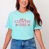 Just A Country Girl Stars Glitter/Puff Print - Womens Garment Dyed Graphic T-Shirt - 2 of 4