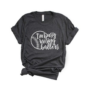 Simply Sage Market Women's I'm Busy Raising Ballers Short Sleeve Graphic Tee - 1 of 4