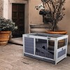 Small Animal Pet Crates,Wooden Rabbit Hutch With Put Out Tray,Multiple Entrances,Indoor Bunny House For Small Animals-Cuddlewood - 2 of 4