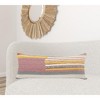 14" X 36" Orange Pink Black And Off-White 100% Cotton Striped Zippered Pillow - 2 of 4