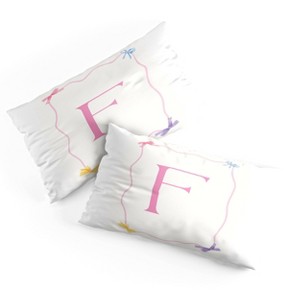 Deny Designs King April Lane Art Simple Bow Monogram F Microfiber Printed Pillow Sham - 1 of 3