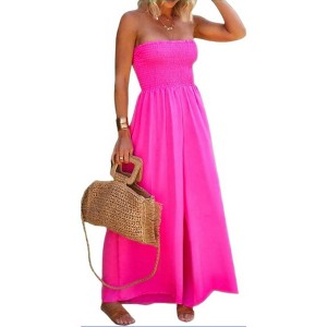 Imily Bela Summer Breeze Sleeveless Romper Strapless Smocked Bodice Flowy Wide Leg - 1 of 4